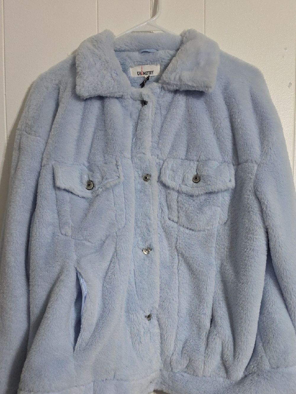 Chemistry Pastel Blue Plush Teddy Jacket